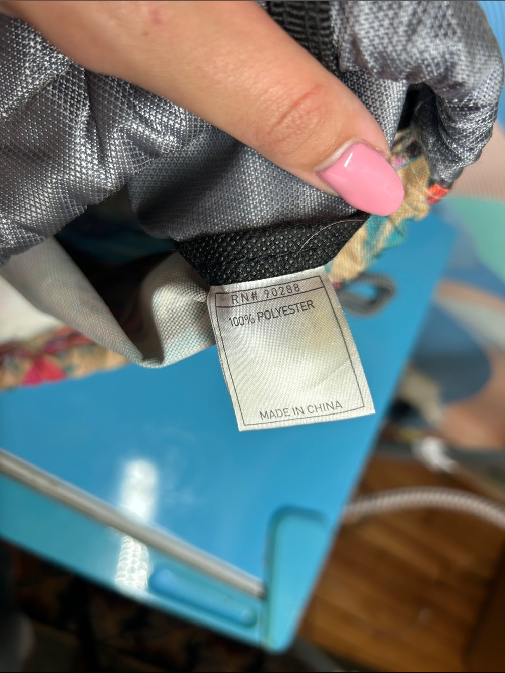 Silver Drawstring Backpack with Accent Print - Picture 10 of 12